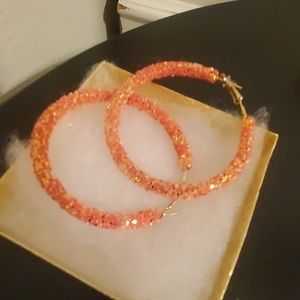 Sequin wrapped hoop earrings